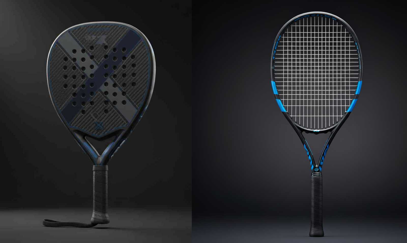 Raqueta de pàdel i raqueta de tennis
